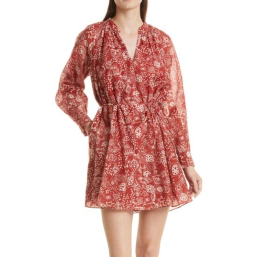 Rebecca Taylor Labyrinth Abstract Silk And Cotton Dress L (No Belt)